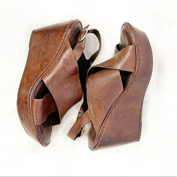 Born Shoes - BOC BORN Leather Wedge Sandal